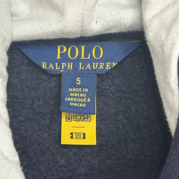 Polo Ralph Lauren Fleece Hoodie Dress Bear on Skis Sweatshirt Girls Navy 6X - Picture 9 of 12